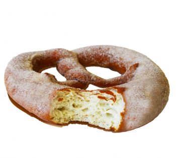 Cinnamon Bretzel Our very own sweet Bretzel dough dusted with cinnamon sugar. Contains dairy and sugar (no egg)